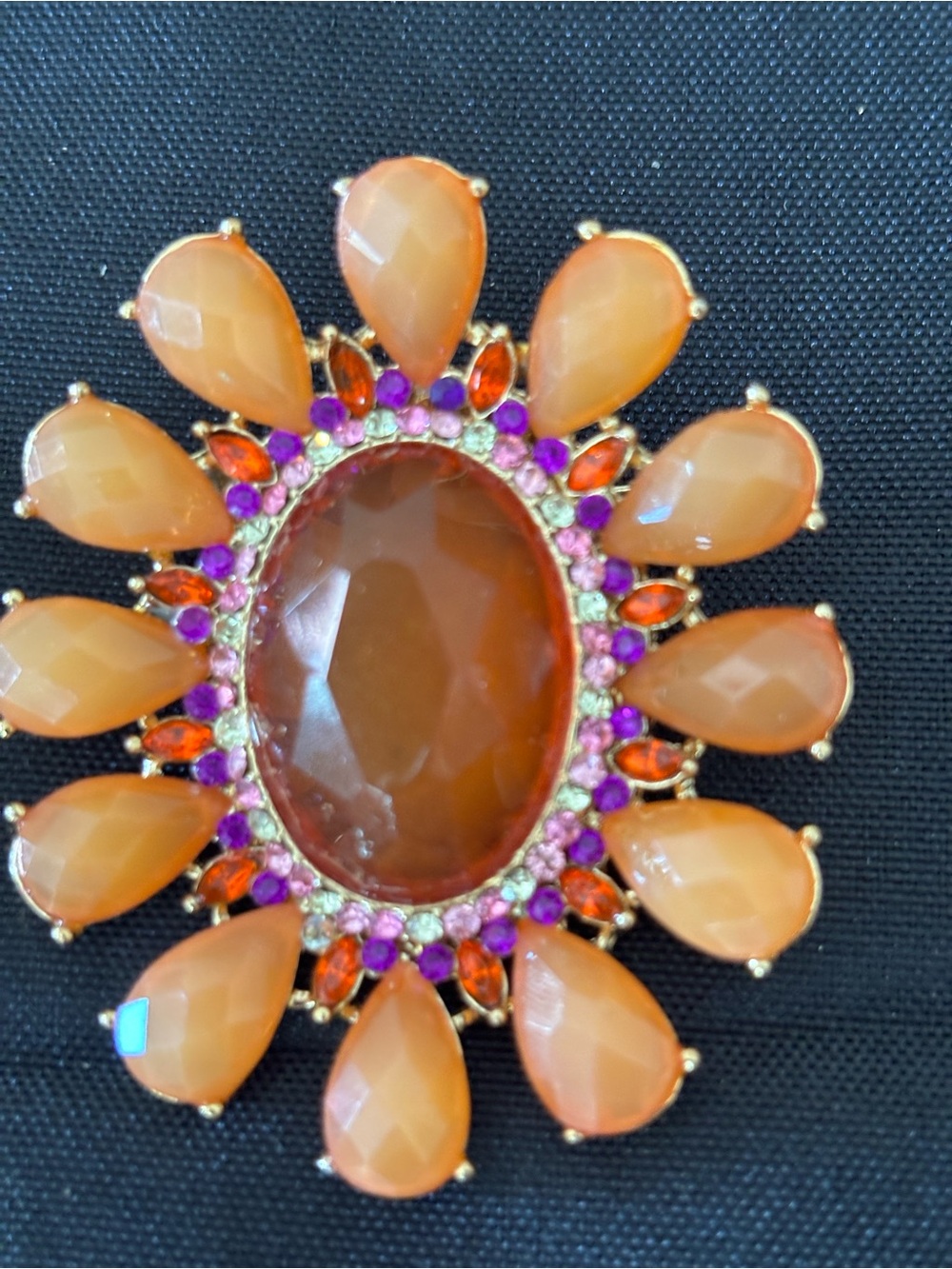 Elegant Gold-Tone Red Pearl Shaped Floral Brooch - Women Jewelry